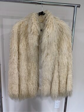 Rockstar vintage white Mongolian lamb fur coat
